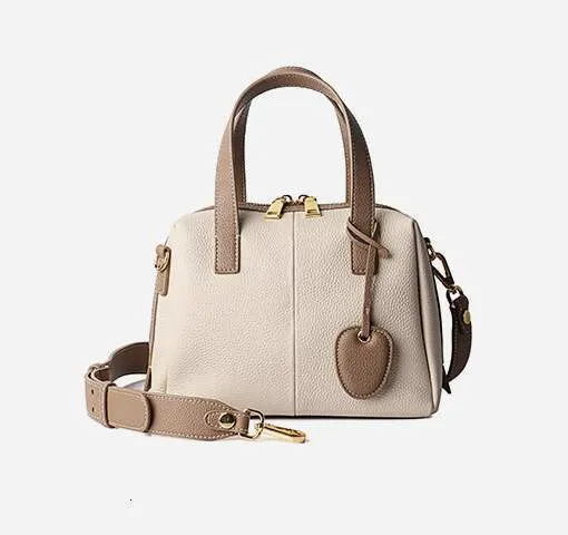 Color Blocking Cowhide Women Single Shoulder Messenger Bag Fashion Texture Leather Handbag_voghion.com