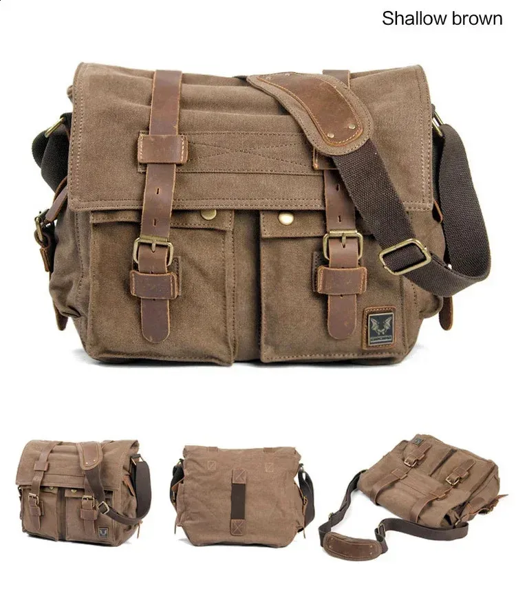 Sacoche en toile et cuir pour homme Will Smith, grand sac à bandoulière, sacoche pour ordinateur portable, sac à main de voyage 240824_voghion.com
