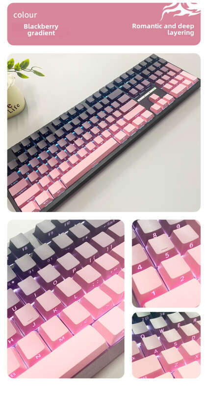 Tastiera meccanica con incisione laterale a forma di rosa nera, colore che cambia gradualmente, traslucida, adatta per giochi e ufficio con personalità creativa._voghion.com