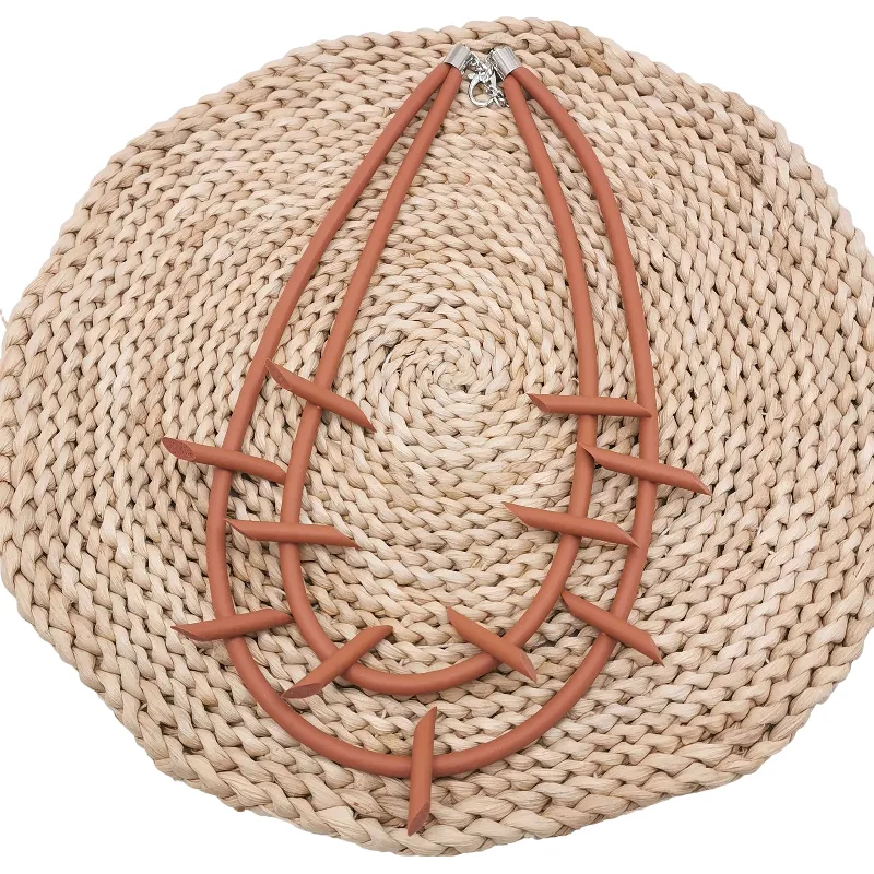 Catene Collana in gomma fatta a mano per le donne Boho Ciondoli Gotico Semplice catena Choker Moda coreana Gioielli fai da te a strati_voghion.com