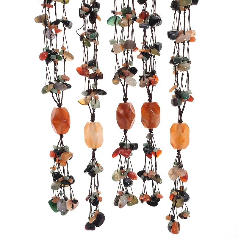 Natural Stone Tassel Necklace Ethnic Beaded Chain For Women Men_voghion.com