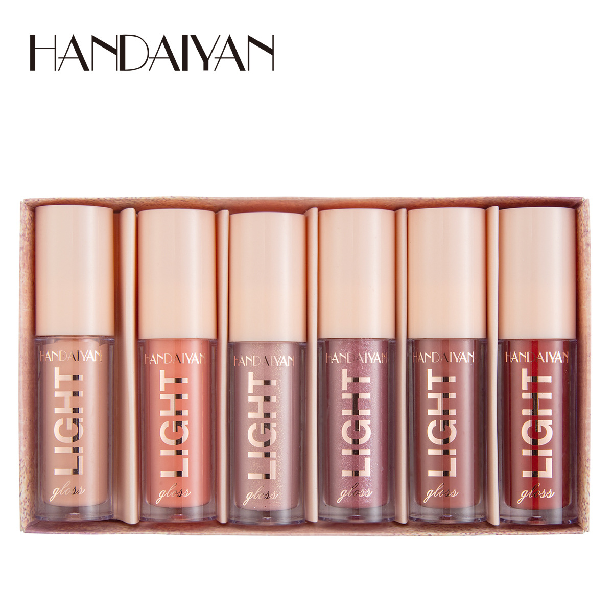 Confezione regalo di set di rossetti esplosivi HANDAIYAN con specchio in vetro laccato liquido lucido da 6 pezzi_voghion.com