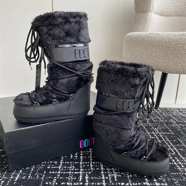 Stivali da neve firmati Moonboots da donna e da uomo, lunghi alla caviglia, in lana, stivali neri, in pelle scamosciata, in pelliccia, mini stivaletti, alti fino alla coscia, in pelliccia_voghion.com
