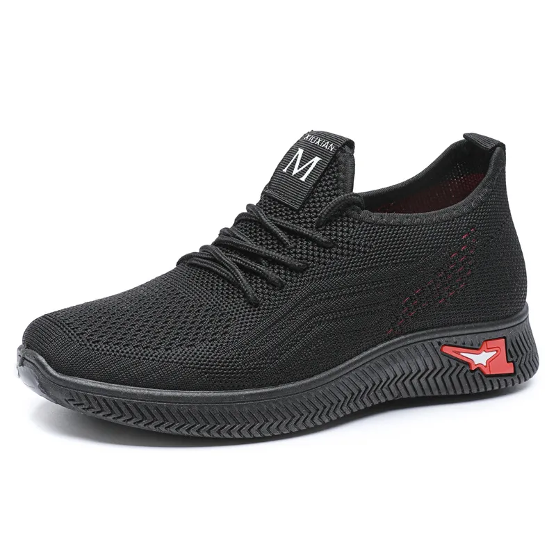 Spring New Women's Shoes Senile Antiskid Soft Sole Breathable Comfortable Suitable Walking shoes Triple Black Free_voghion.com
