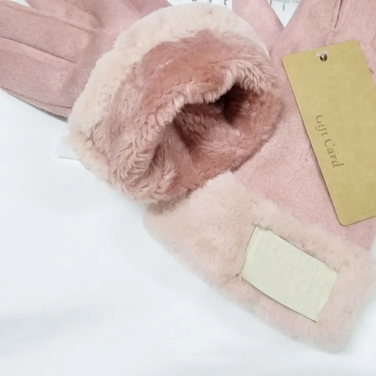 Winter Frauen Lederhandschuhe Matt Pelz Fäustlinge PU Fünf Finger 4 Farben Mit Tag Großhandel_voghion.com