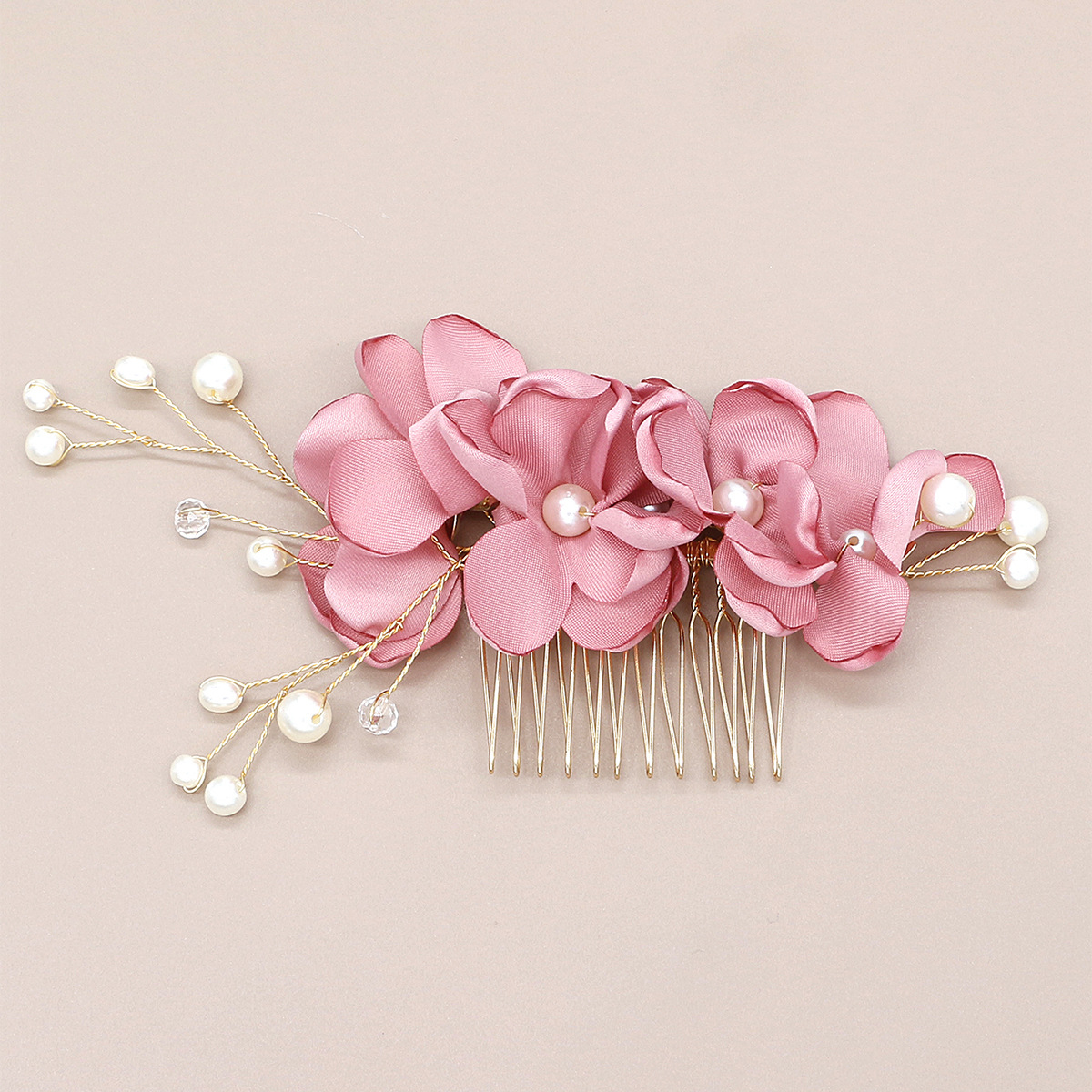 Pettine per capelli con perle in tessuto fiore rosso da sposa coreano accessori da sposa transfrontalieri copricapo accessori per capelli lotto pettine_voghion.com