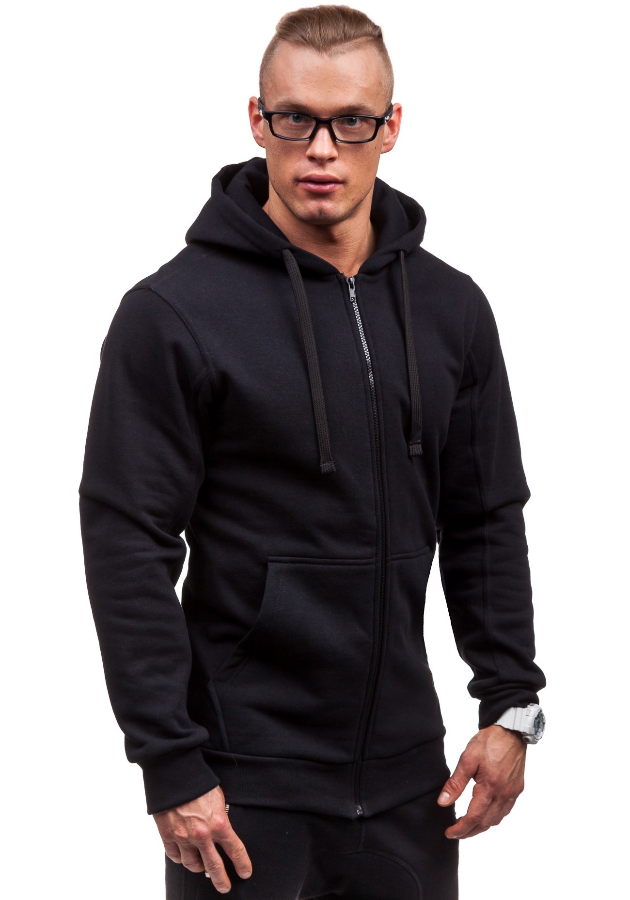 Men's Clothing supply spring and autumn men's hooded solid color slim sweater cardigan long sleeved jacket men ZW08_desvips.com