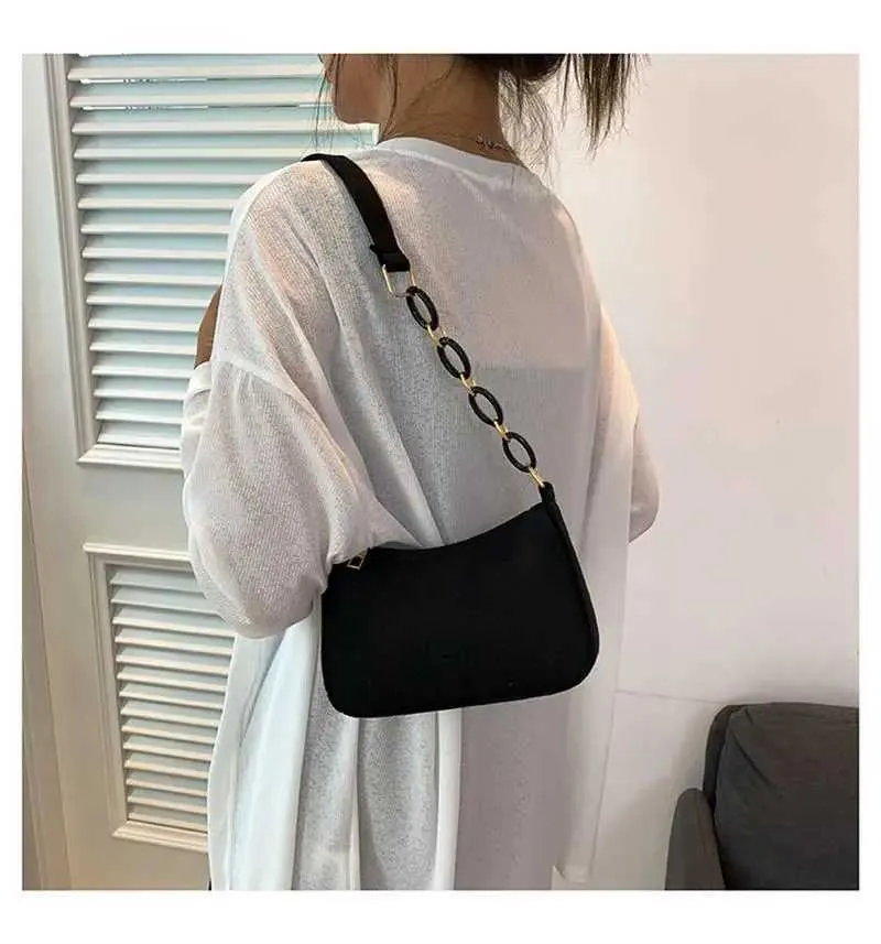 Portabel Handtasche Kontrastfaarweg Tasche Stylesch Ënneraarm Casual A Modesch Grouss Kapazitéit Dammetaschen_voghion.com
