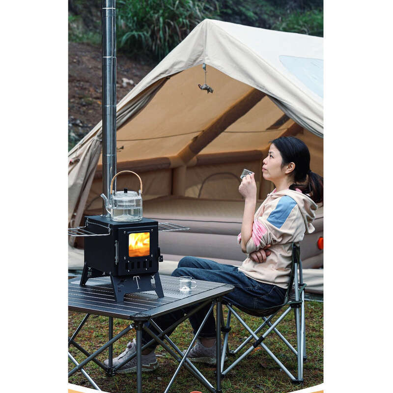 Udendørs integreret rustfrit stål Desktop Camping Telt Opvarmning Brænde Husholdningsgrill Komfur_voghion.com