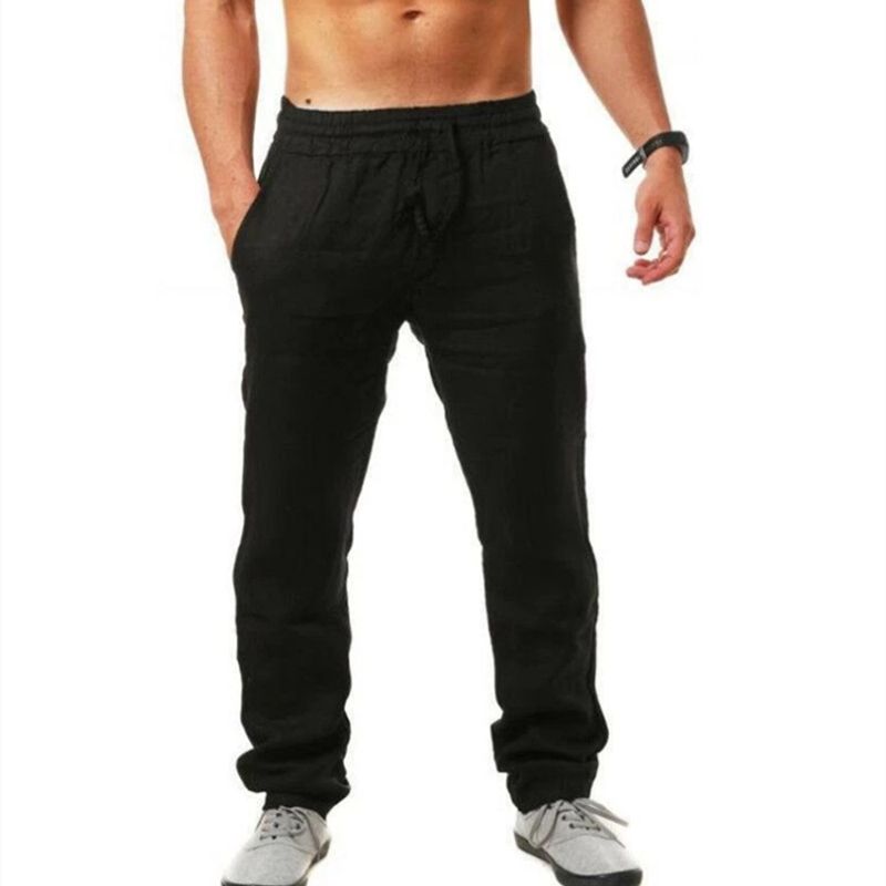 2023 Sommer Herren Hip Hop Atmungsaktive Baumwolle Hanf Lose Entspannte Sporthose_voghion.com