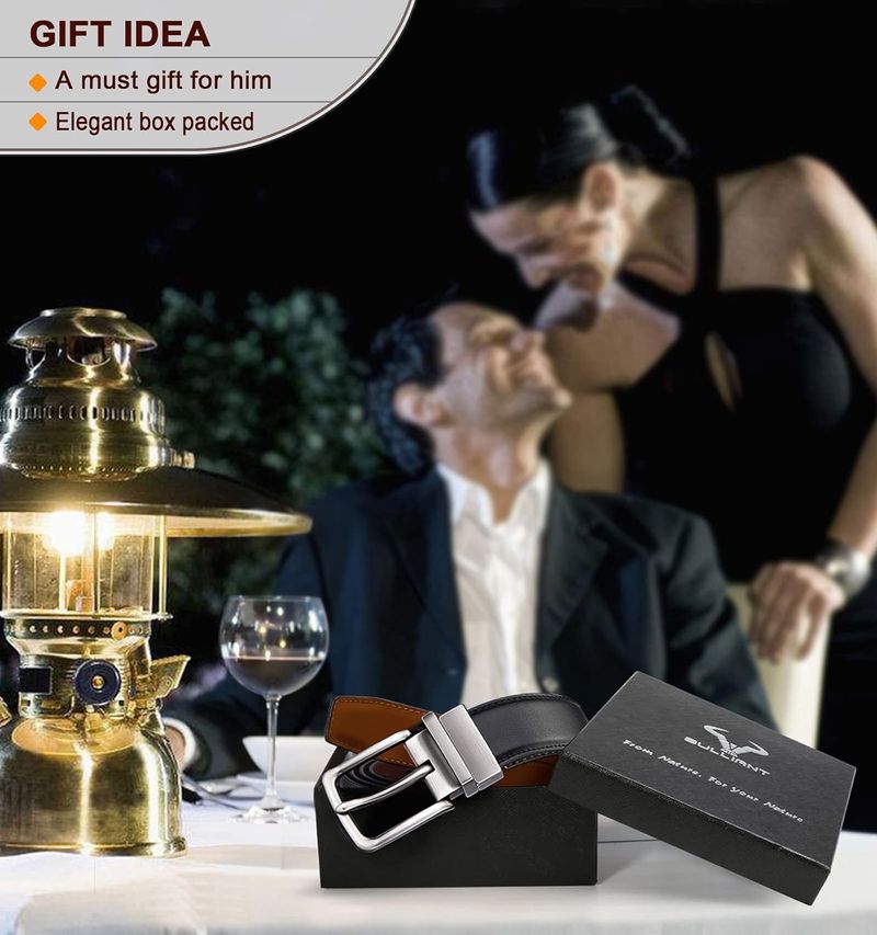 BULLIANT Gürtel, doppelseitiger Gürtel 1,25 Zoll (ca. 3,2 Zentimeter) Geschenk Herren Casual Golf formelle Hose Hemd, eine Rückseite_voghion.com