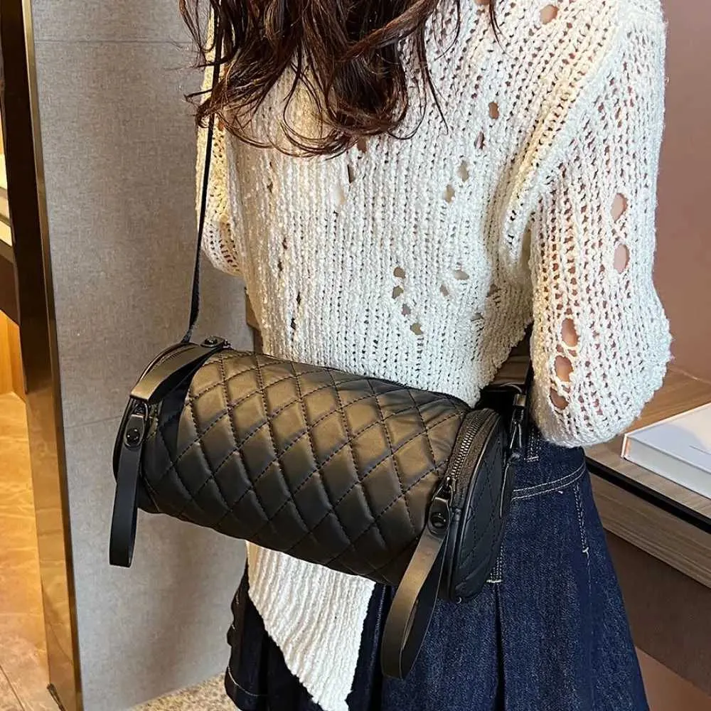 Borsa a secchiello stile coreano con tracolla singola, stile casual, in stile Cyder Oxford con cerniera e cuscino, per ragazze C241214_voghion.com