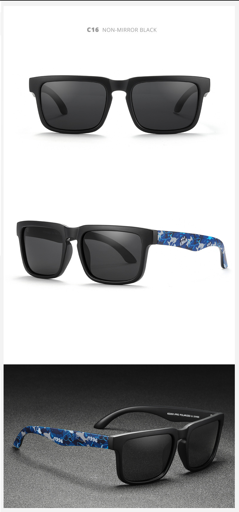 KDEAM Occhiali da sole polarizzati colorati con vera pellicola Occhiali da sole casual con scatola Occhiali alla moda colorati KD2501PRO_voghion.com