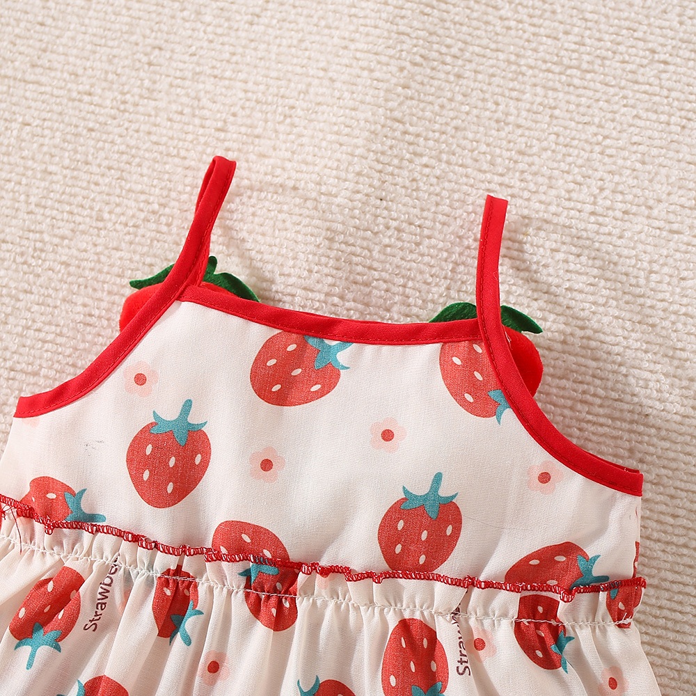 Kleinkind Mädchen Kleid Süße Erdbeere Gedruckt Rot Kleid Mode Kinder Kleidung_voghion.com
