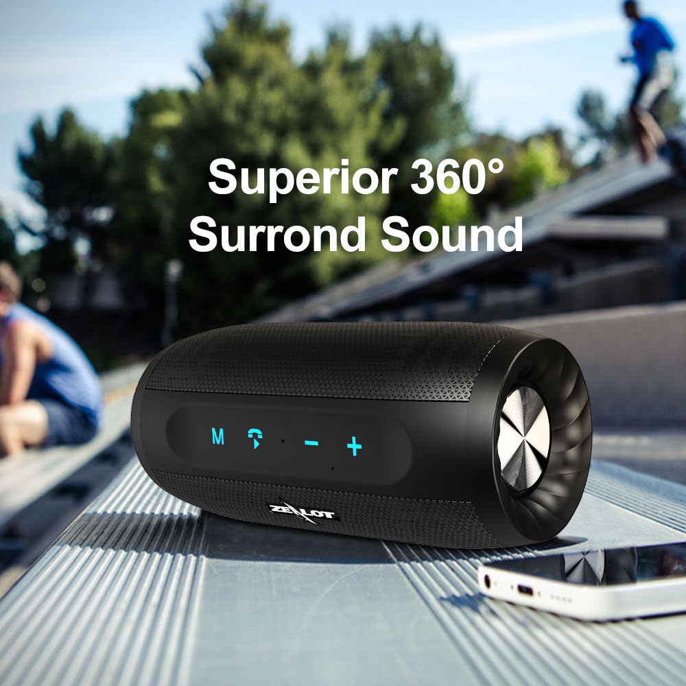 Zealot S16 Bluetooth Speaker Portable Wireless Speaker Column Bass Subwoofer Speaker with Mic Support TWS,TF Card,AUX,Power Bank_voghion.com