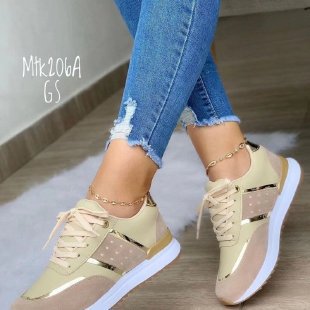 Sports shoes women's large size thick bottom color matching  casual low top sports shoes in stock_voghion.com