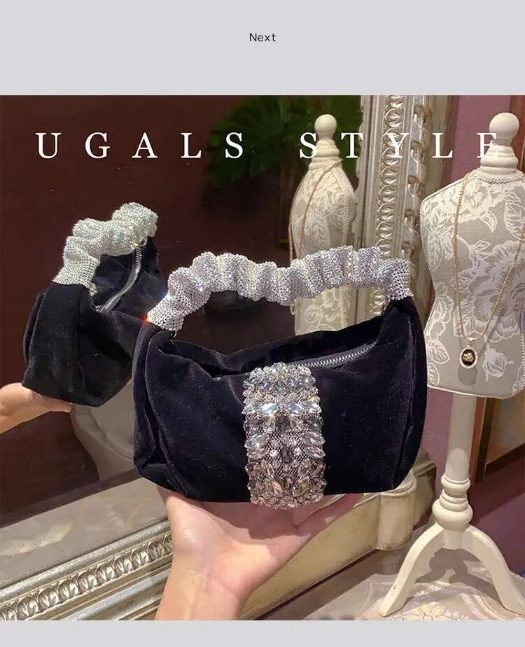 Borsa a mano da donna con glitter scintillanti Rhies Dia, da sera, alla moda, da sposa, da festa, pochette, borsa a tracolla_voghion.com