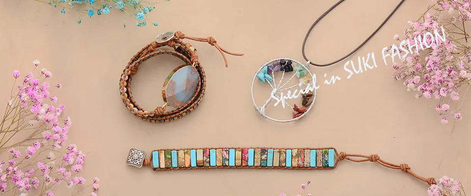 Bracelets enveloppants spirituels pour femmes avec pierres naturelles et 5 couches de cuir - Bracelet énergétique pour femme - Cadeaux bohèmes_voghion.com