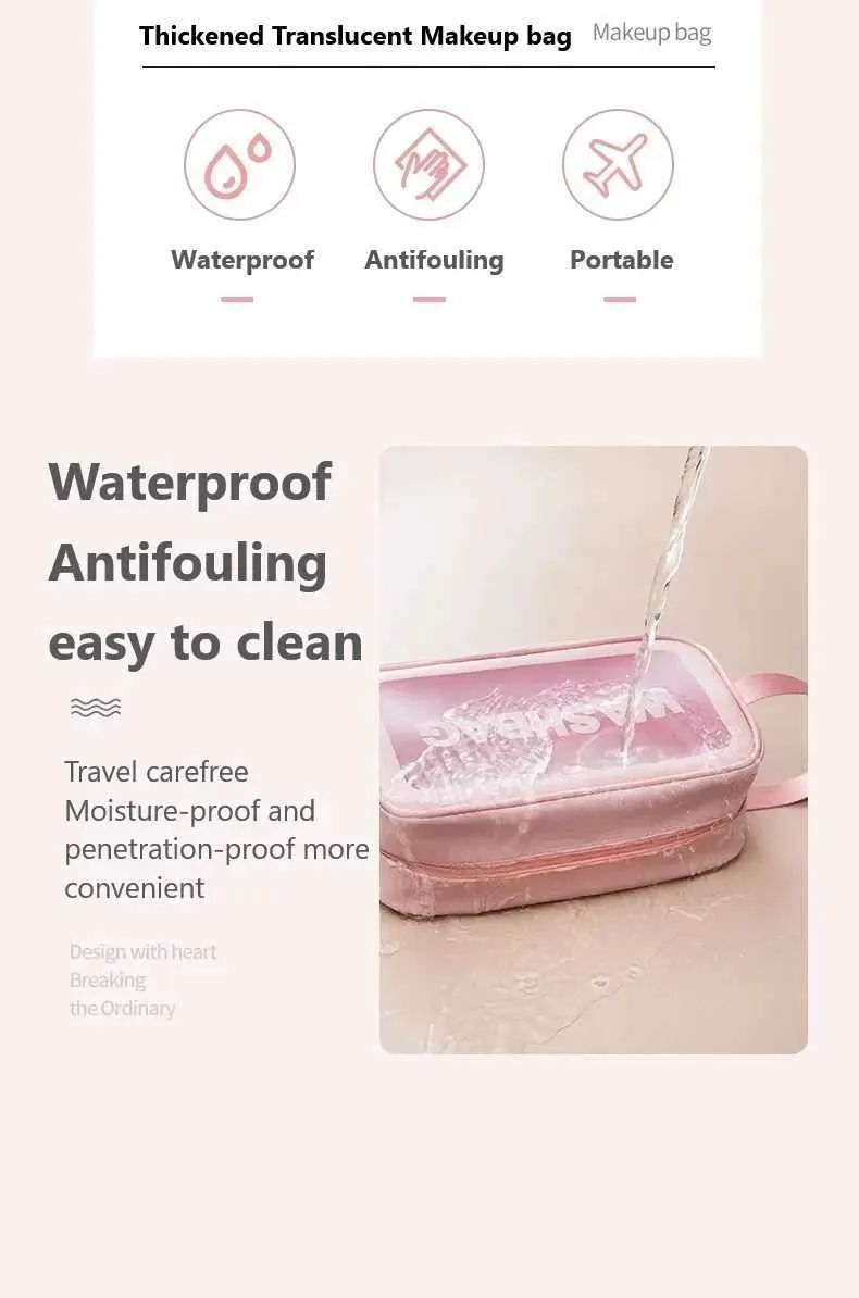 Trousse de maquillage transparente et étanche en PU pour femmes Y241023_voghion.com