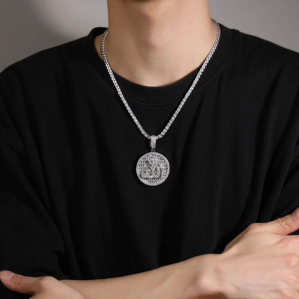 Collier avec pendentif rond symbole Hip Hop, bijoux plaqués or véritable, cadeau cool pour hommes_voghion.com
