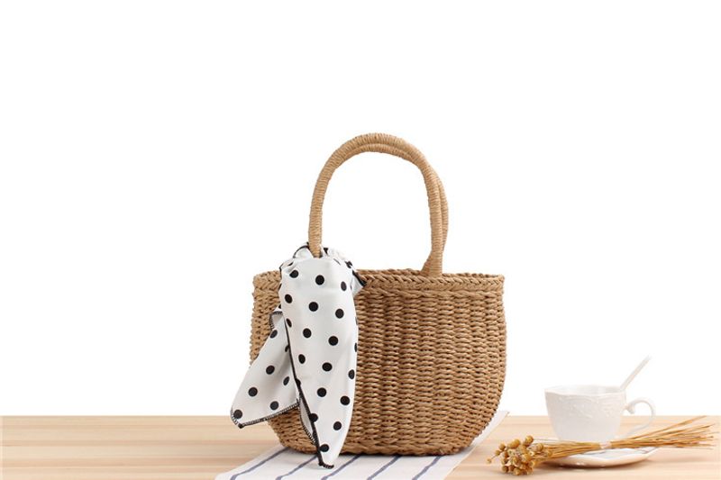New Korean Handmade Grass Vacation Beach Woven Women's Casual Hand-held Small Bag_voghion.com