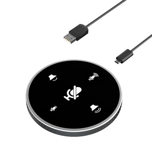 Microfono vivavoce per conferenze USB da tavolo BT Microfono per computer a condensatore omnidirezionale a 360° Funzione mute/volume con altoparlante_voghion.com