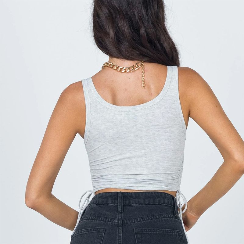 Drawstring Thread Wrapped Chest Tank Top_voghion.com