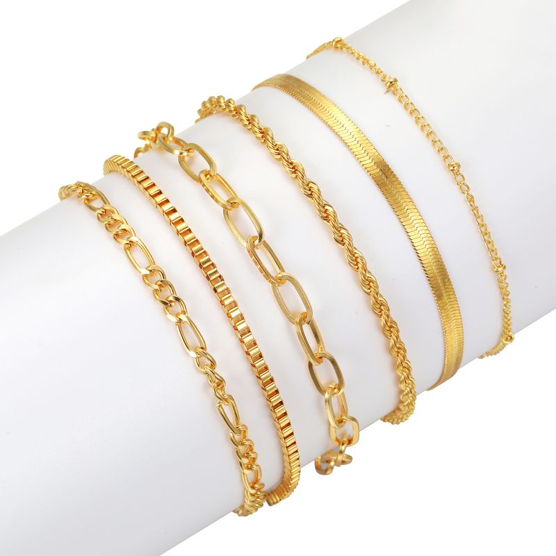 Boheemse minimalistische hand sieraden metalen dames set 6 multi layer ketting eenvoudige armband_voghion.com