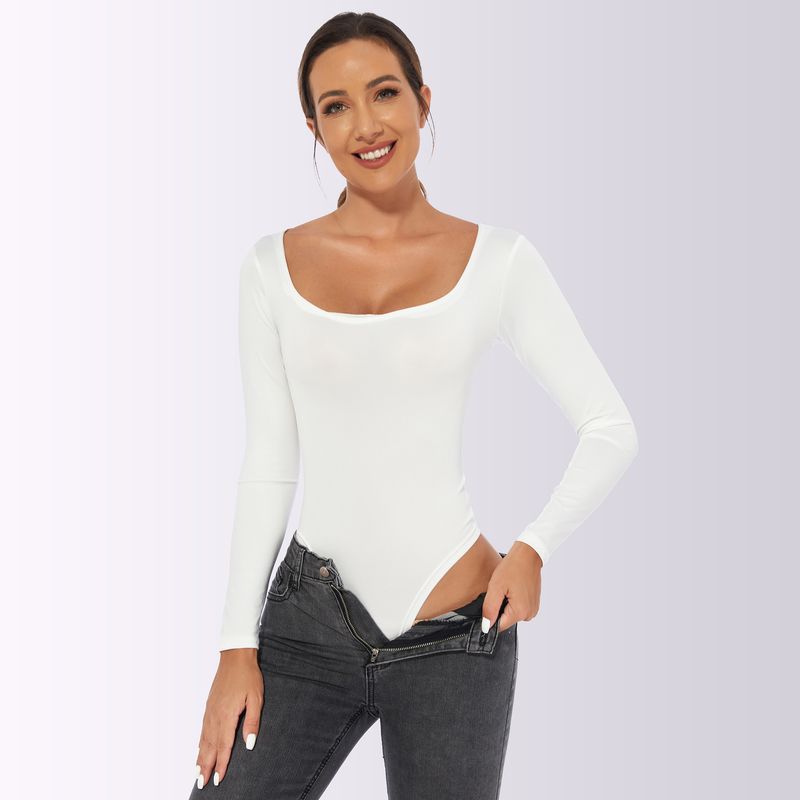 Plus size T-shirt long-sleeved jumpsuit bodysuit women's top_voghion.com