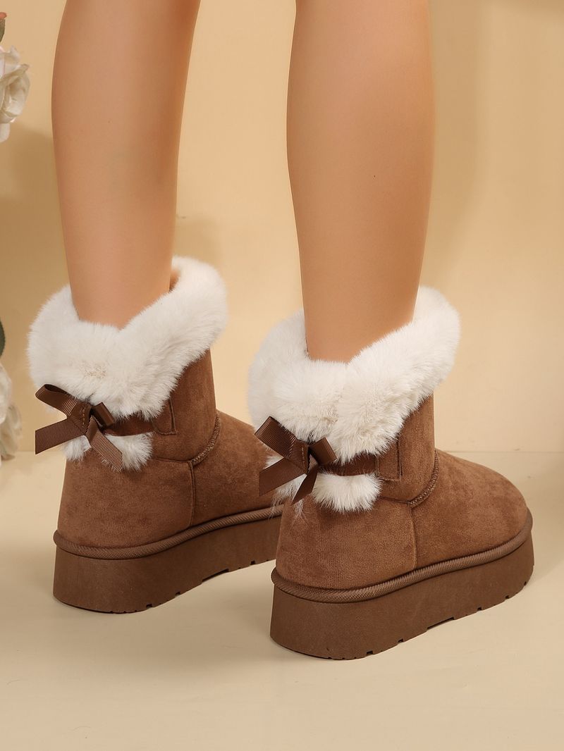 Foreign trade cross border winter new snow women's bottom bow leisure plus veet thick warm non slip cotton boots_voghion.com