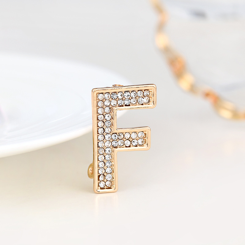 Spilla versatile con lettere inglesi in strass, stemma con fiore sul petto, luce antiscivolo, alla moda per uomo e donna_voghion.com