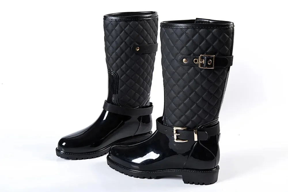 Fashion High Quality Water Shoes Warm Plaidlady Womens Rain Boots 241126_voghion.com