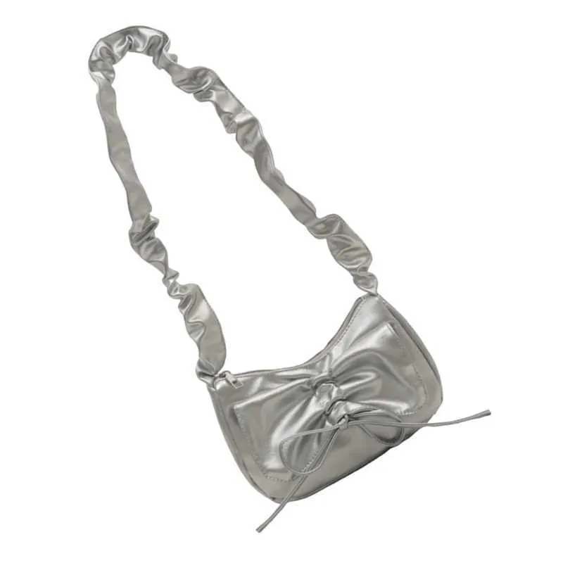 Borsa a spalla increspata contemporanea con fiocco in similpelle_voghion.com