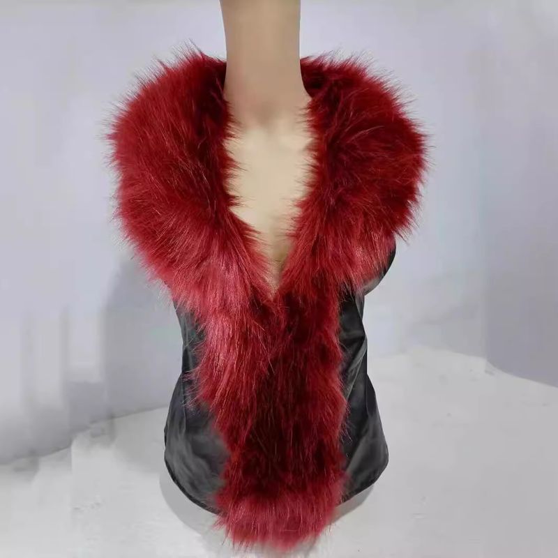 Kleeder Hierscht a Wanter Damen Waschbierkragenjacket Kuerz Slim Fit Pelzweste_voghion.com