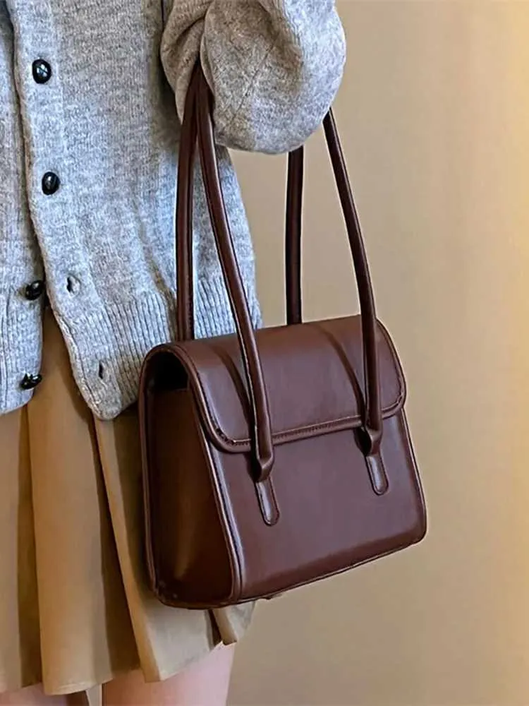 Designer-Tasche, einfarbig, Retro-Textur, Schultertasche, tägliche Erinnerung für Studenten. Hochwertige neue Damenhandtasche aus PU-Leder_voghion.com