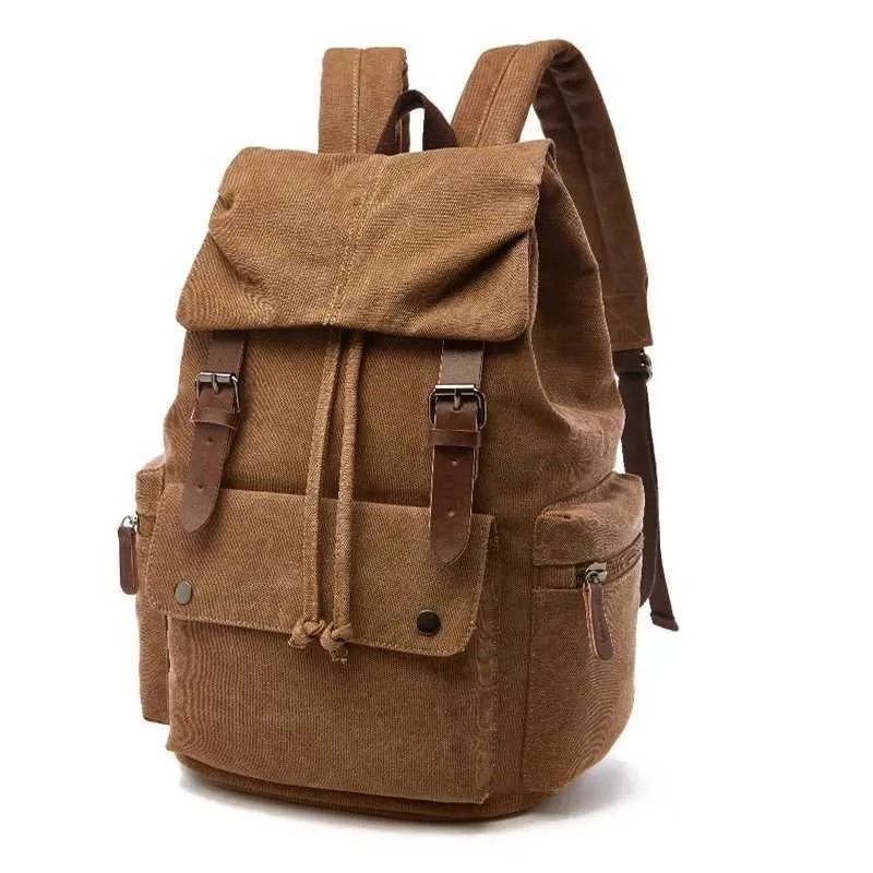 vintage Canvas Laptop Backpack For Men Mochila Feminina Fashion Anti-Theft Women Travel Backpacks School BackpackC241031_voghion.com