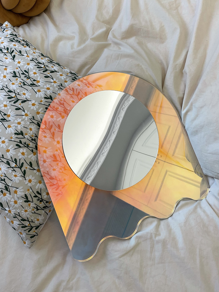 Acrylic Large Flower Colorful Mirror Living Room Home Decorative Wall Mirror Bedroom Table Standing Make-up Mirror_voghion.com