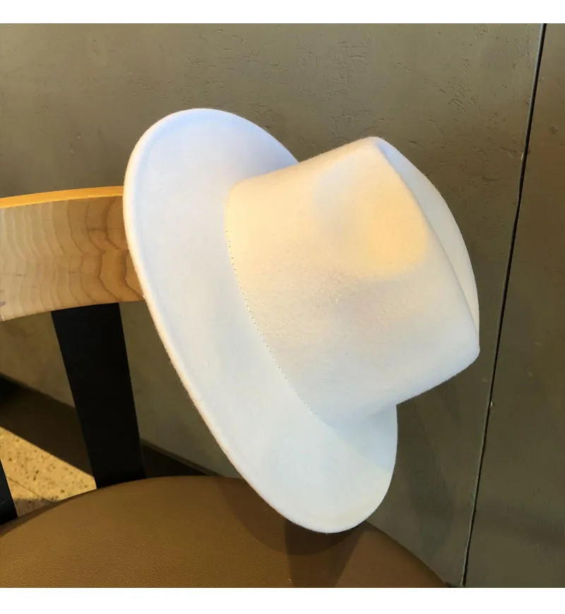 Berete toamna și iarna albe biserică nuntă pălării Fedora pentru femei retro elegant plat top concav bazin ecvestru capac_voghion.com