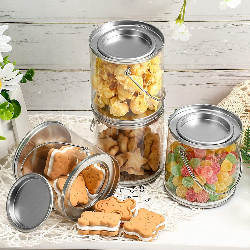 12 barattoli di vernice trasparenti piccoli barattoli con coperchi mini secchio con coperchio contenitori artistici per artigianato caramelle progetti fai da te decorazioni per feste_voghion.com