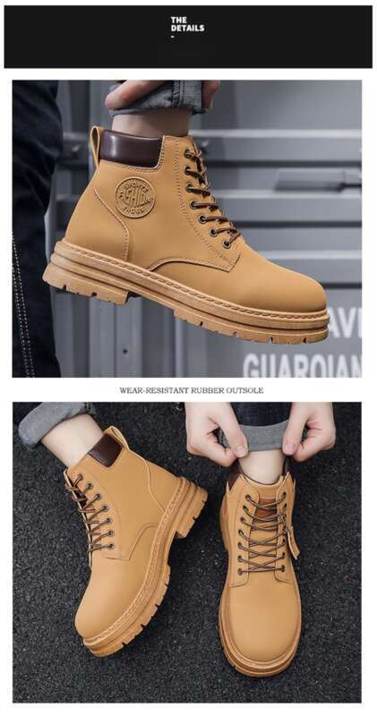 2024 Herbst Neue Atmungsaktive High Top Martin männer Koreanische Ausgabe Vielseitige Anti Rutsch Arbeitskleidung Kurze Stiefel_voghion.com