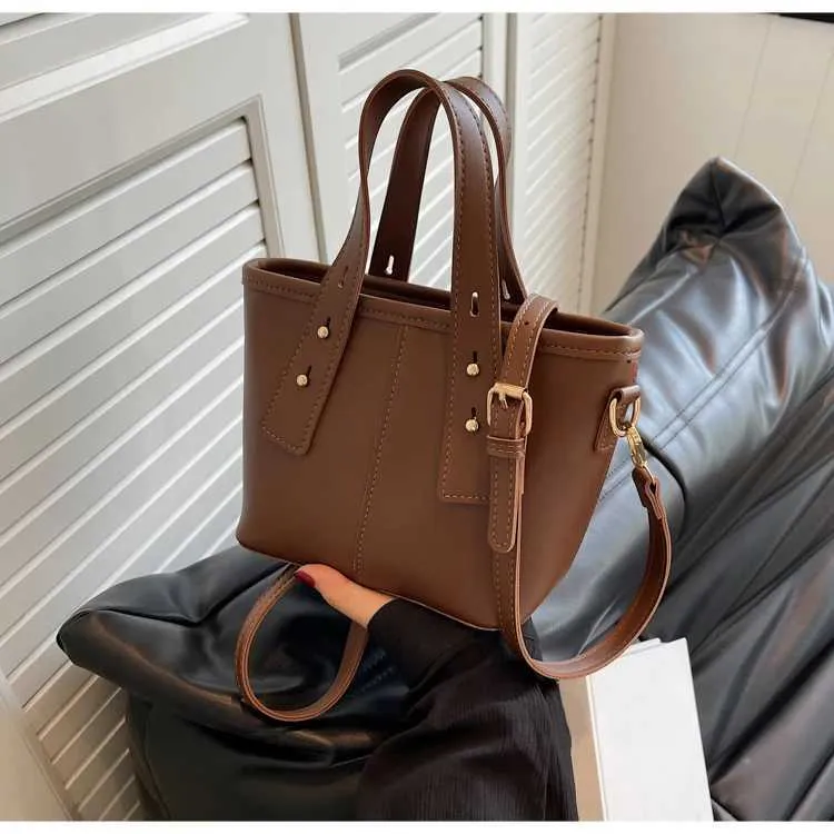 Retro Women Pu Leather Bucket Solid Soft Large Capacity Female Crossbody Bag All-match Lady Commute Messenger Shoulder_voghion.com