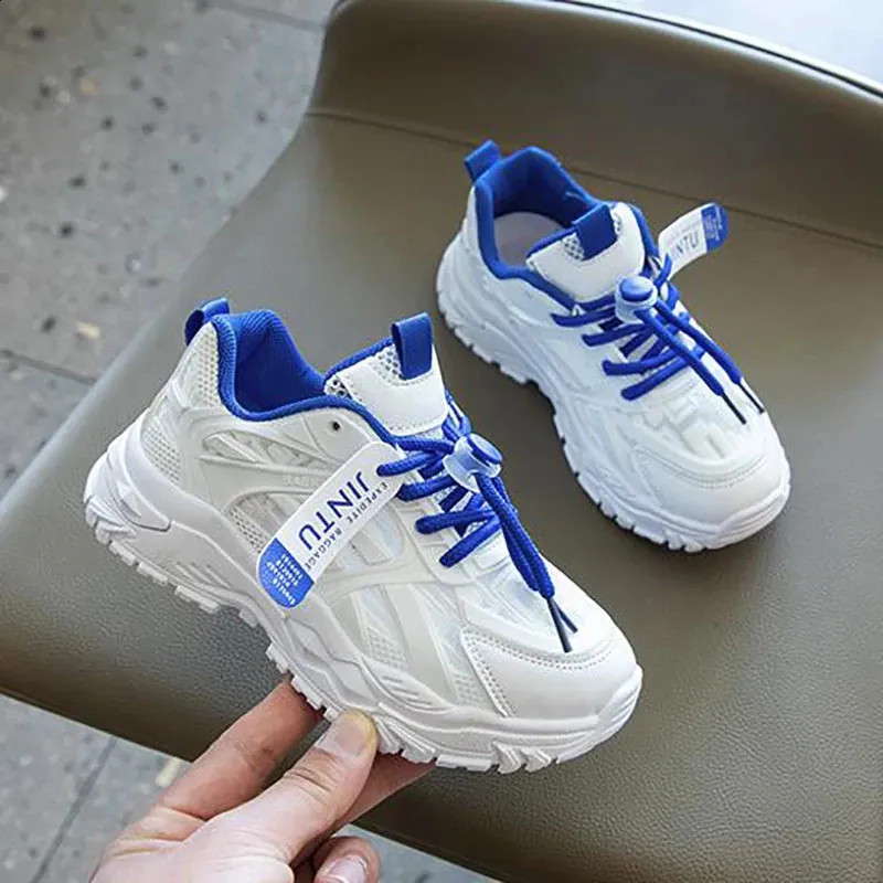 Tênis de corrida infantil para meninos e meninas, novo, casual, esportivo, confortável e respirável, branco, tamanho 26 a 37_voghion.com