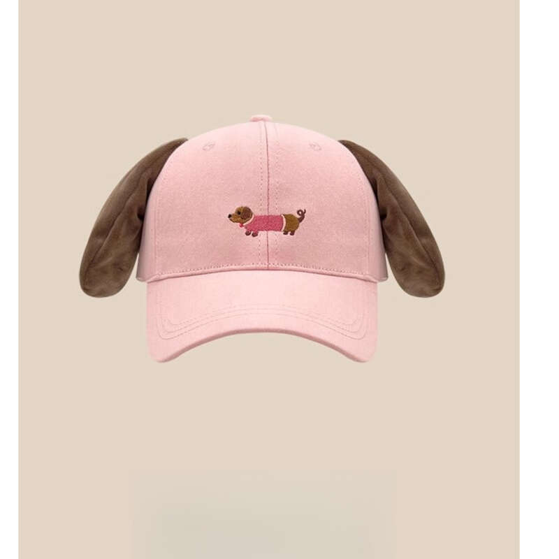 Screaming Sausage Dog Baseball Female Ins Funny Ears Pinching Sunshade Versatile Face Showing Small Duck Tongue Hat_voghion.com