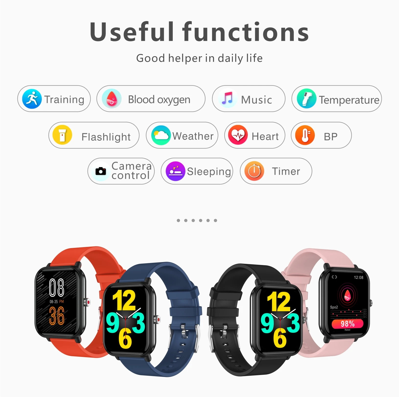 SmartWatch, Fitness Tracker with 24 Sports Modes, Monitor Step Calorie Counter, 1.7" Touch screen Smartwatch Fitness Watch for Android iPhone_voghion.com