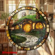 "2,4 x 2,4 cm Shire Cottage akryl solfångare - rustik sagokonst för fönster, vardagsrum, veranda och trädgård. Perfekt inflyttningspresent med fantasifull charm._voghion.com