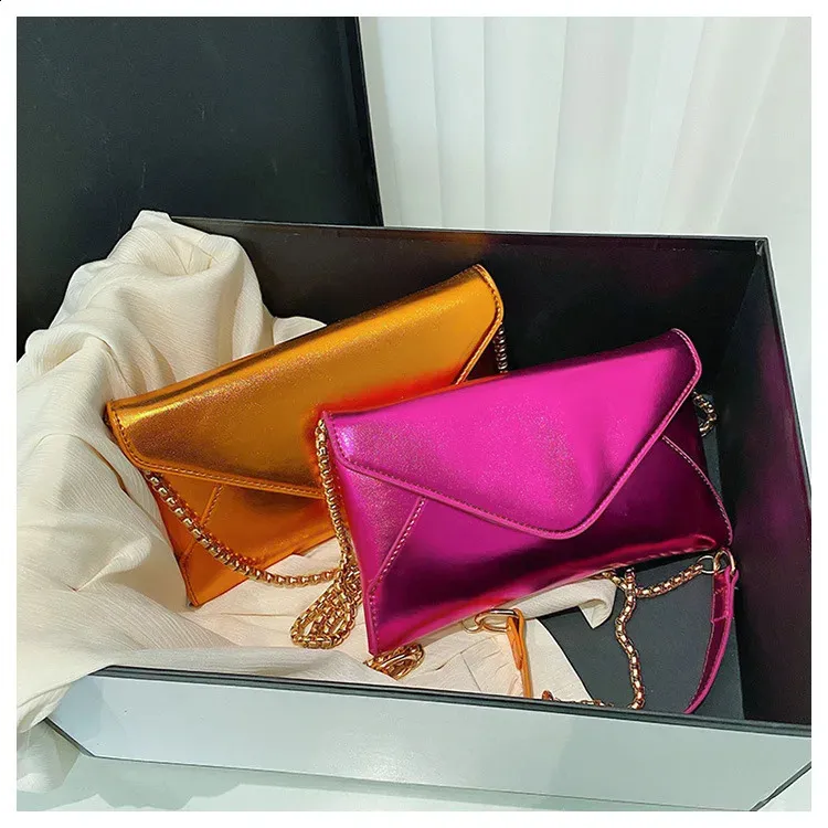 Pochette enveloppe en cuir PU brillant, sac à main classique Dr Purse pliable, sac messager de soirée pour femme 240824_voghion.com