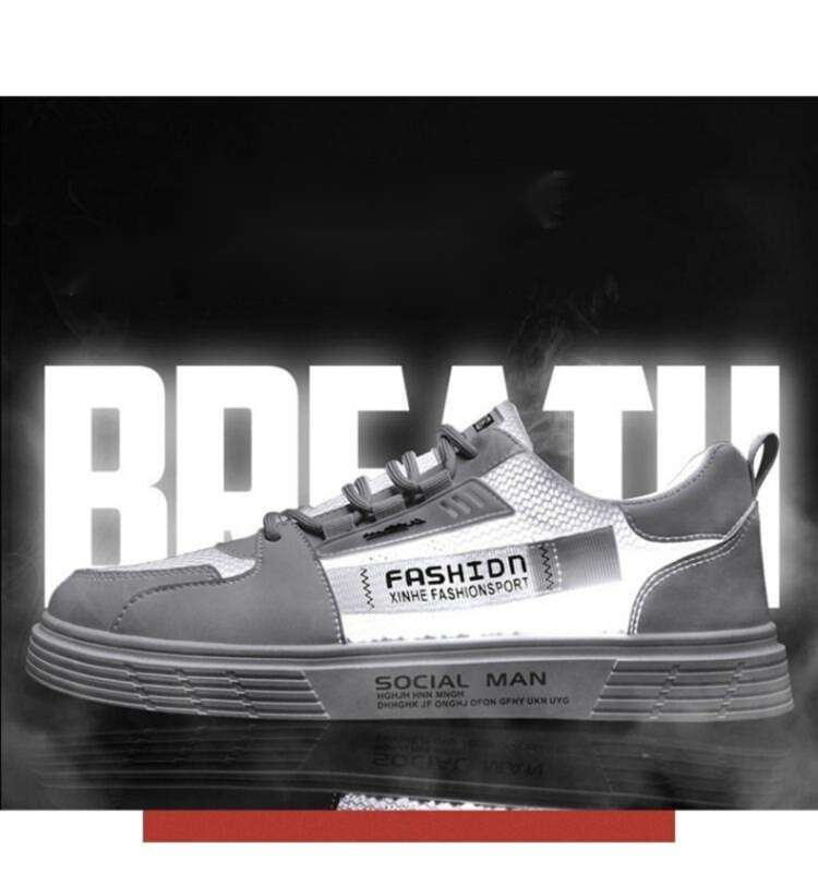 Scarpe da tavola casual in tessuto bianco alla moda e versatili, in mesh cavo traspirante per studenti maschi, estive da uomo_voghion.com