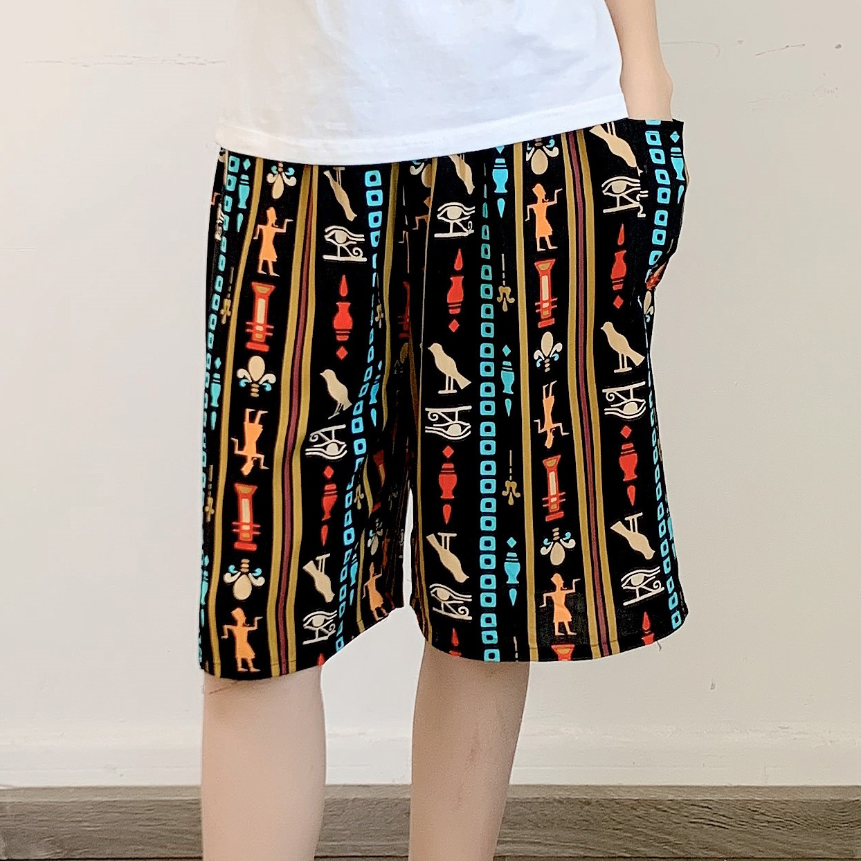 Men's Sleep Cotton pajama pants Thin rayon shorts Baggy plus quarter pants beach pants_voghion.com