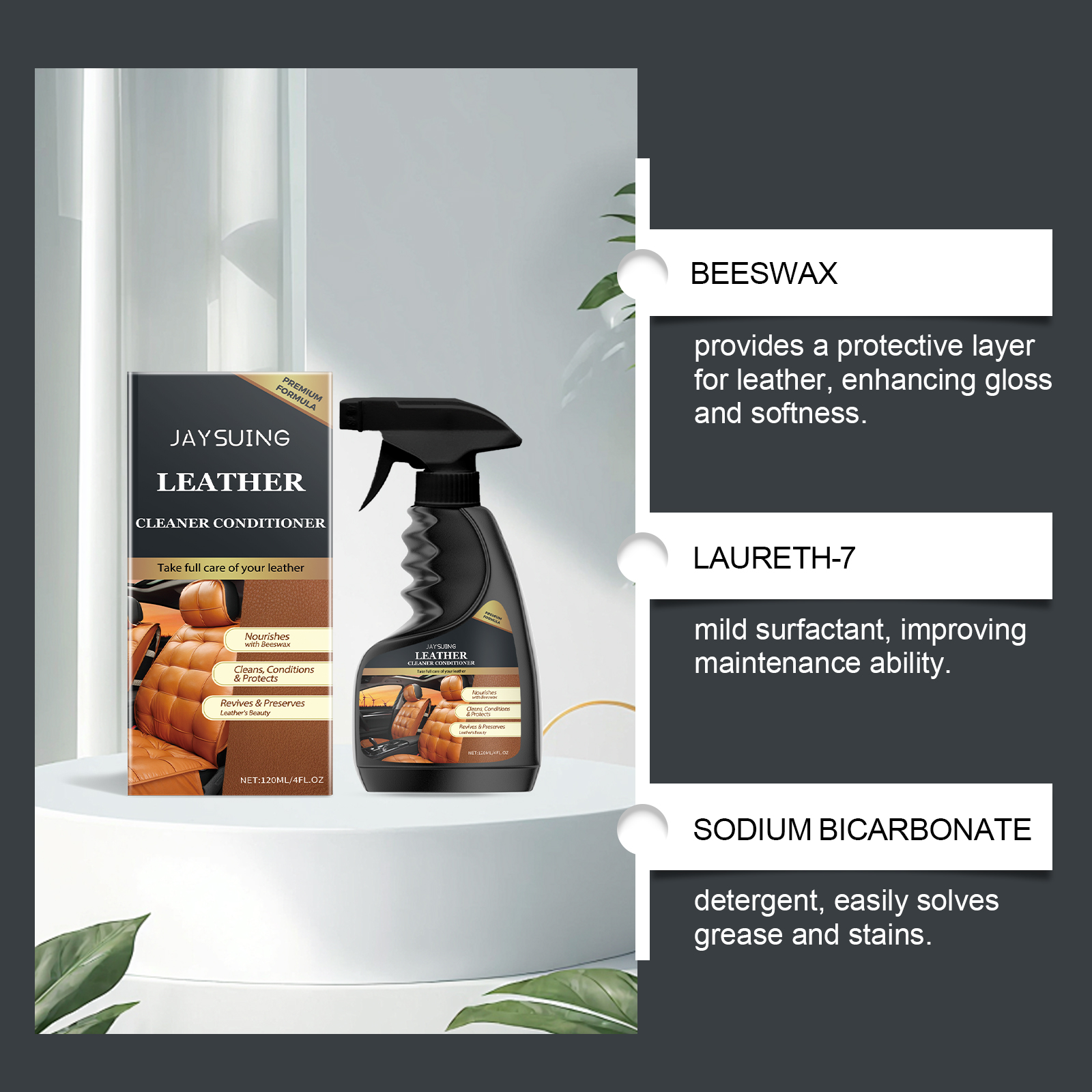 Jaysuing Leather Care Agent Furniture Leather Bag Sofa Car Seat Cleaning Decontamination Leather Cleaner_voghion.com