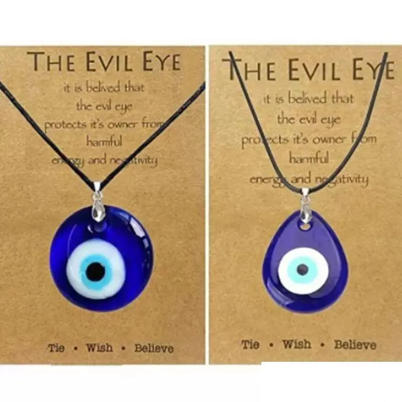 Collana con ciondolo malocchio blu turco in vetro e corda di pelle collane per donne e uomini gioielli di protezione fortunata consegna a domicilio_voghion.com